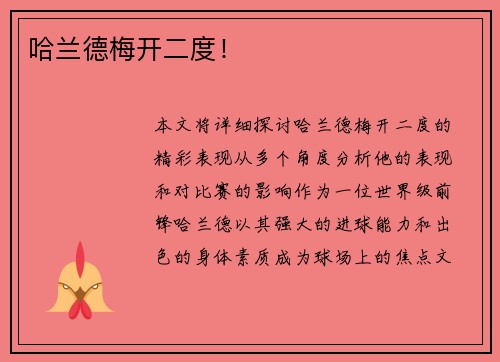 哈兰德梅开二度！